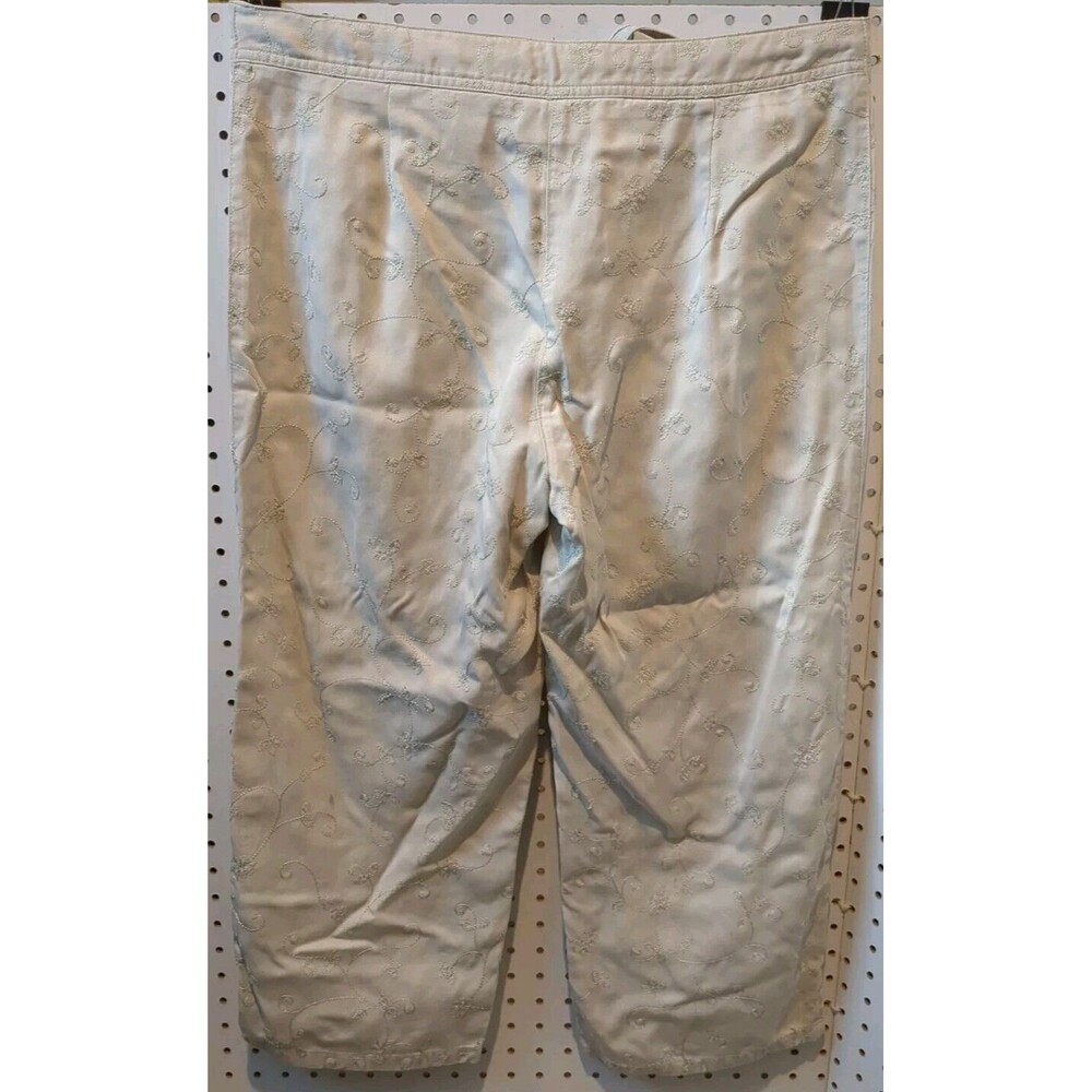 Valerie Stevens Capri Large Petite Brown Embroidered Linen Boho Floral - Picture 2 of 6